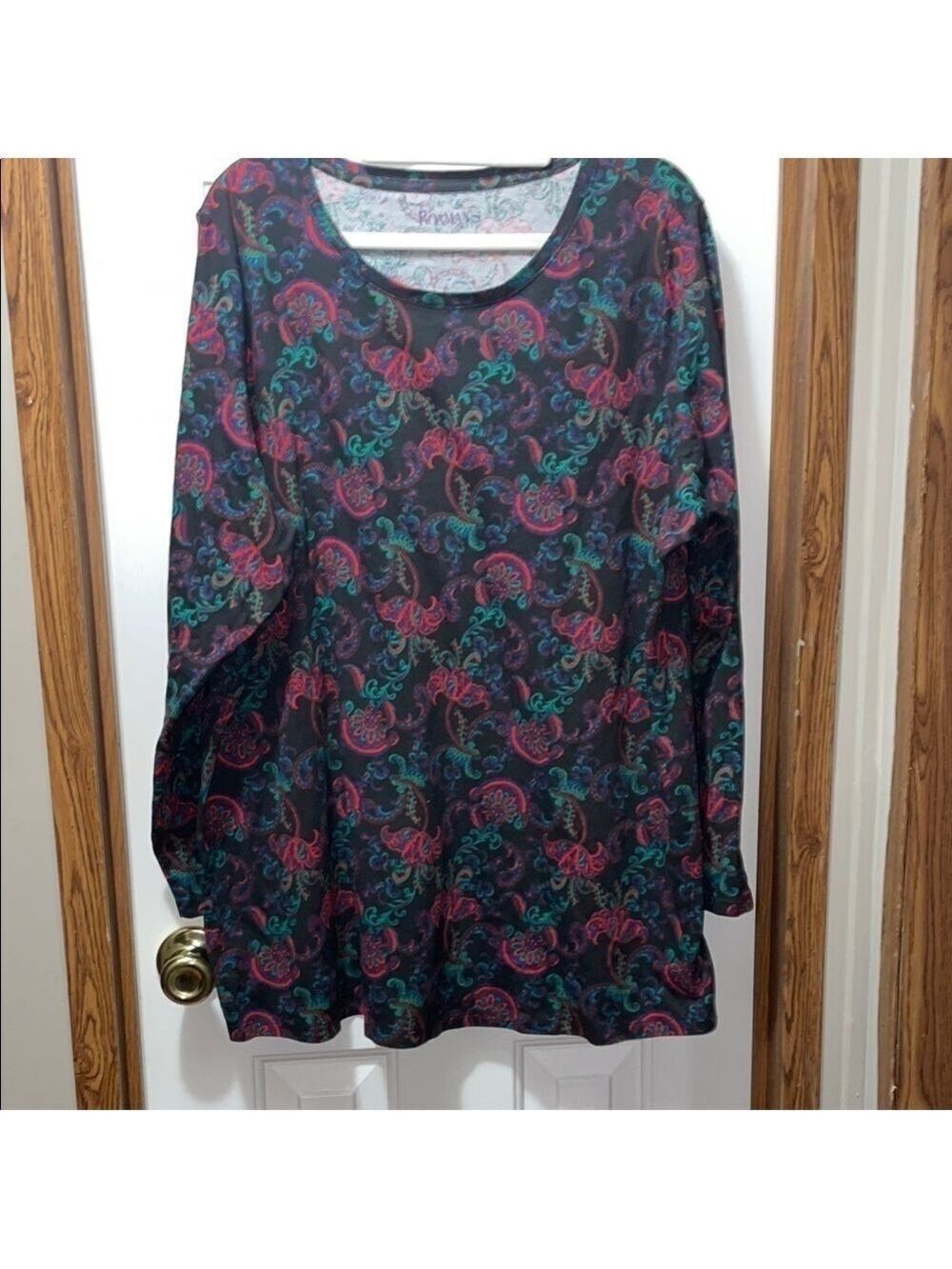 Roaman's Pink and Purple Oversized Blouse 1X NWOT